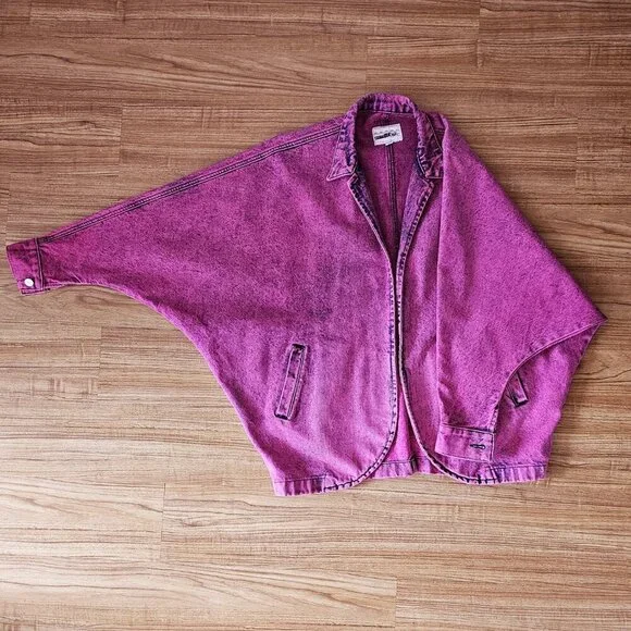 Vintage Sundance Dolman Pink Acid Washed Denim Jacket - Picture 5 of 7